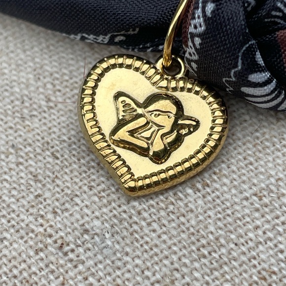 Boho Bandana Choker Necklace Gold Charms Sun Sacred Heart Cat's Pendant NWT 🌟 - Picture 7 of 15